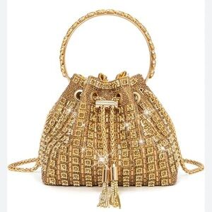 Rhinestone Rose Gold Bucket Bag NWT